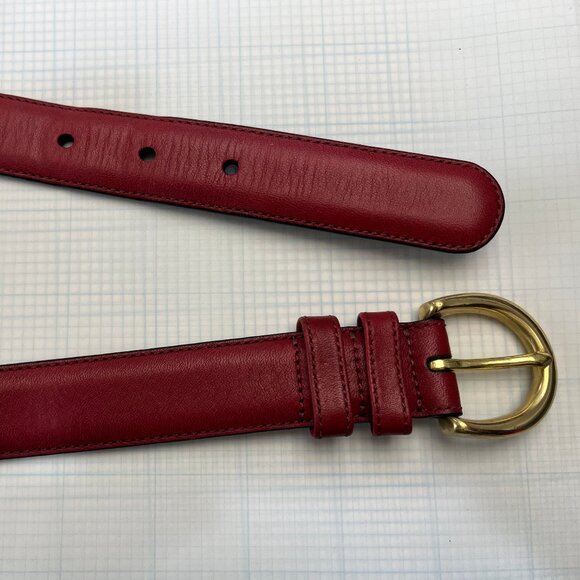 Women's Coach Belt - Red Leather with Brass Buckle - X-Large - Min - Picture 1 of 4